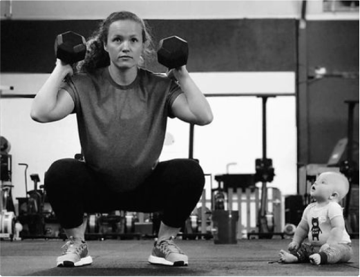 A mom and baby in the gym