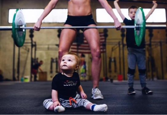 Mom with her baby in the gym
